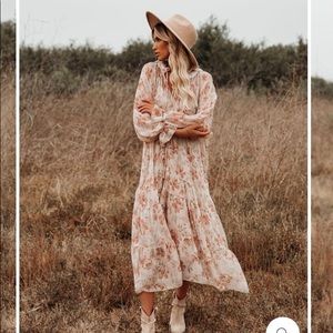 Vici Boho tiered midi dress